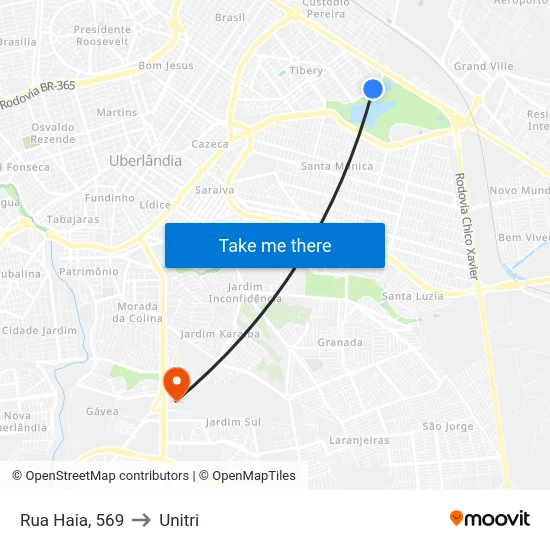 Rua Haia, 569 to Unitri map