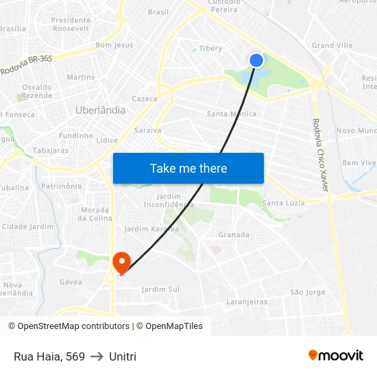 Rua Haia, 569 to Unitri map