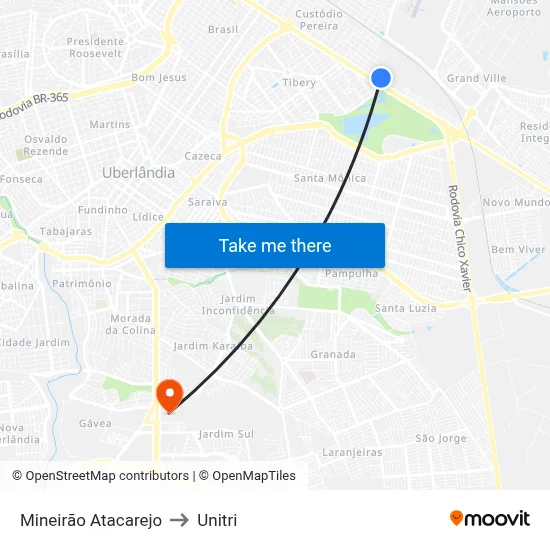 Mineirão Atacarejo to Unitri map