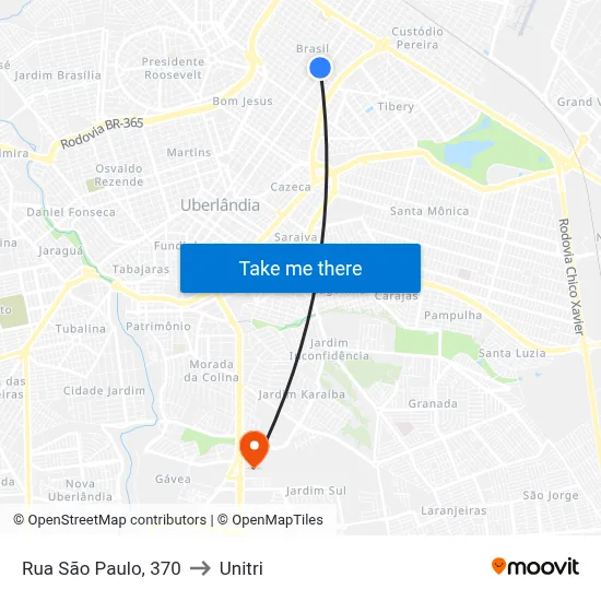 Rua São Paulo, 370 to Unitri map
