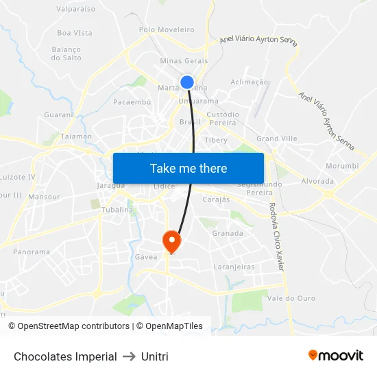 Chocolates Imperial to Unitri map