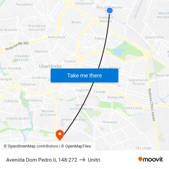 Avenida Dom Pedro Ii, 148-272 to Unitri map