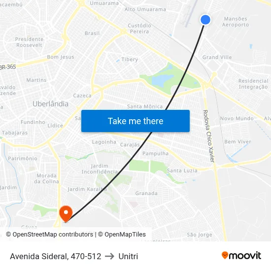 Avenida Sideral, 470-512 to Unitri map