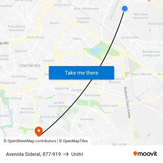 Avenida Sideral, 877-919 to Unitri map