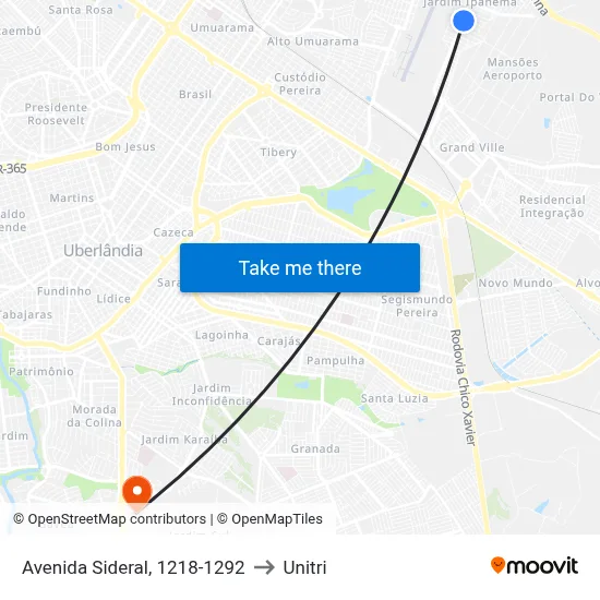 Avenida Sideral, 1218-1292 to Unitri map