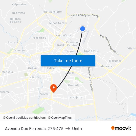 Avenida Dos Ferreiras, 275-475 to Unitri map