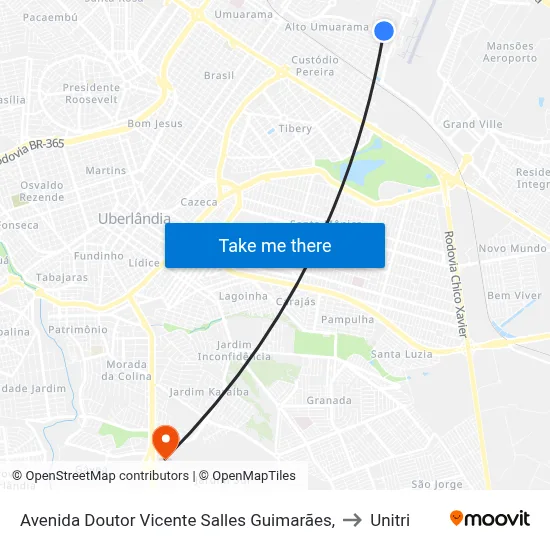 Avenida Doutor Vicente Salles Guimarães, to Unitri map