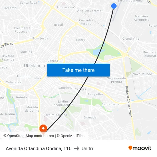 Avenida Orlandina Ondina, 110 to Unitri map