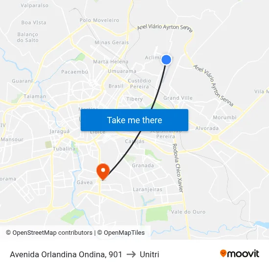 Avenida Orlandina Ondina, 901 to Unitri map