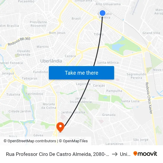 Rua Professor Ciro De Castro Almeida, 2080-2800 to Unitri map