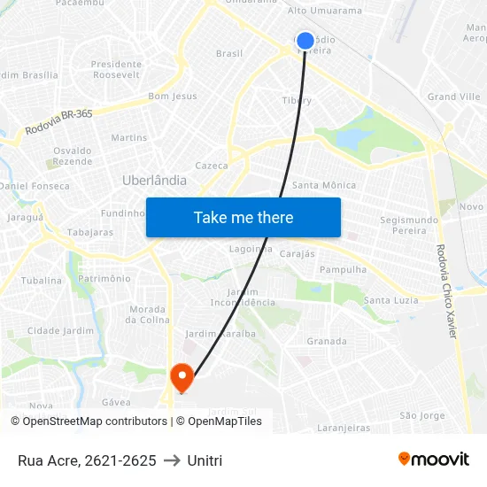 Rua Acre, 2621-2625 to Unitri map