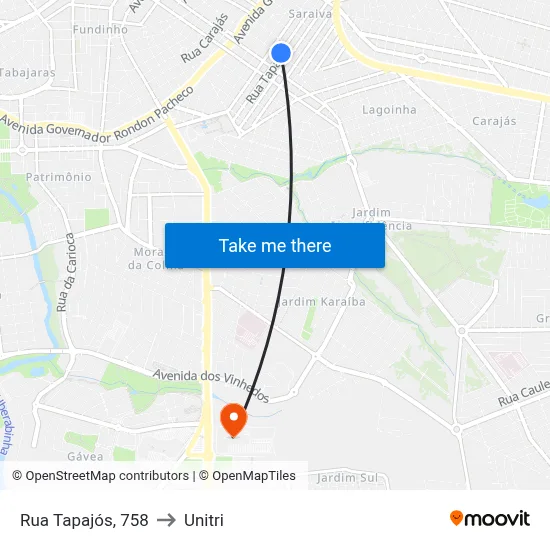 Rua Tapajós, 758 to Unitri map