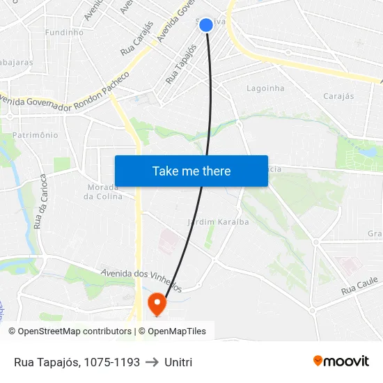 Rua Tapajós, 1075-1193 to Unitri map