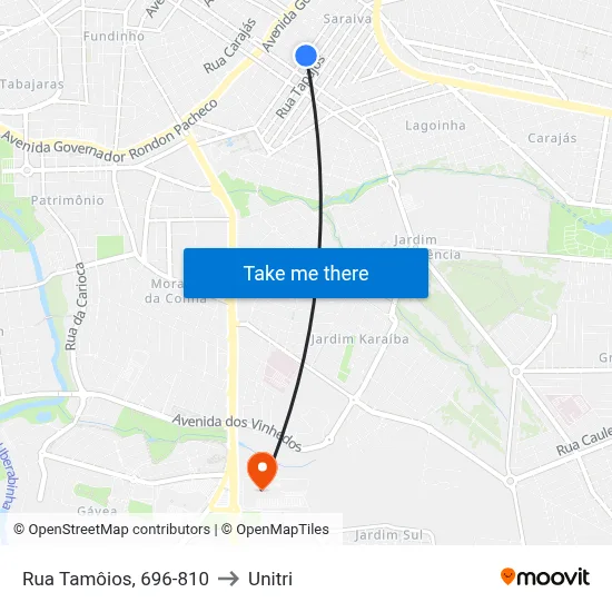 Rua Tamôios, 696-810 to Unitri map
