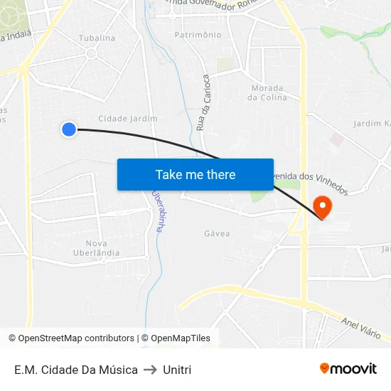 E.M. Cidade Da Música to Unitri map