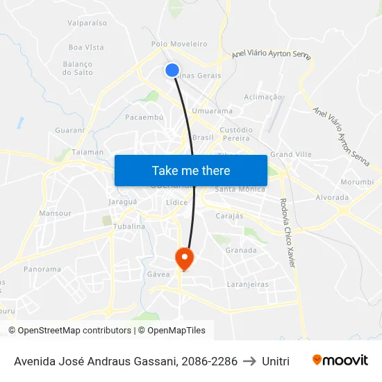 Avenida José Andraus Gassani, 2086-2286 to Unitri map