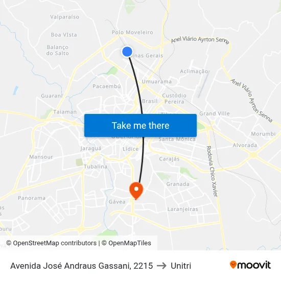 Avenida José Andraus Gassani, 2215 to Unitri map