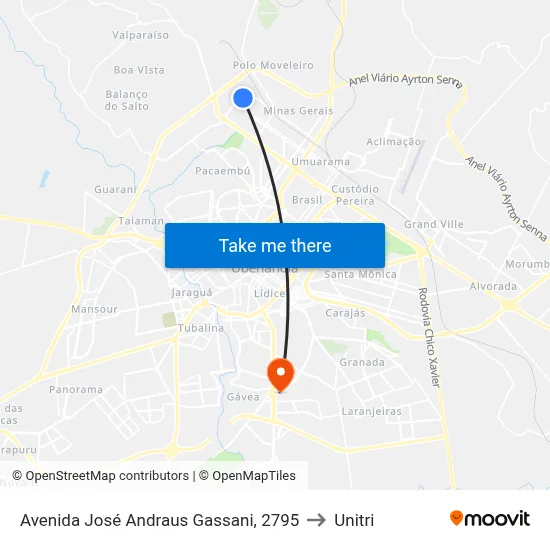 Avenida José Andraus Gassani, 2795 to Unitri map