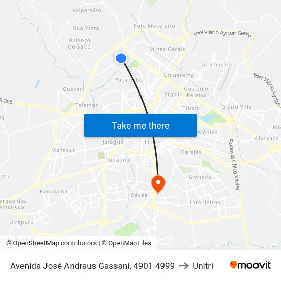 Avenida José Andraus Gassani, 4901-4999 to Unitri map