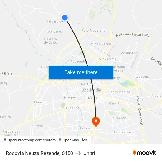 Rodovia Neuza Rezende, 6458 to Unitri map