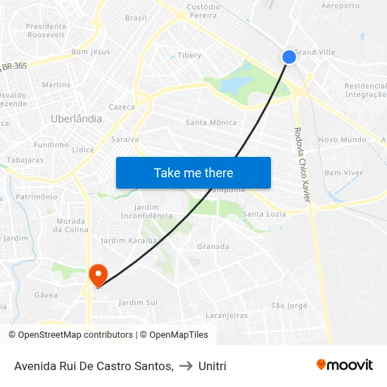 Avenida Rui De Castro Santos, to Unitri map