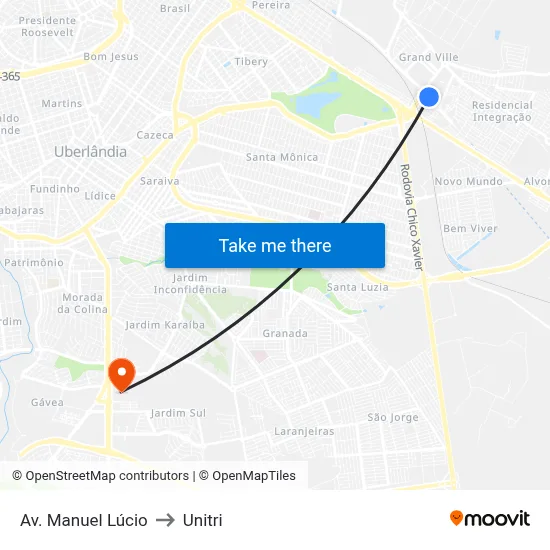 Av. Manuel Lúcio to Unitri map