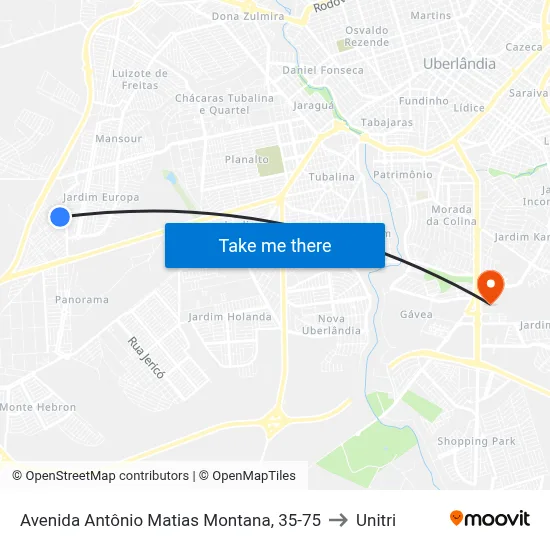 Avenida Antônio Matias Montana, 35-75 to Unitri map