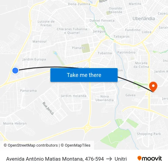 Avenida Antônio Matias Montana, 476-594 to Unitri map
