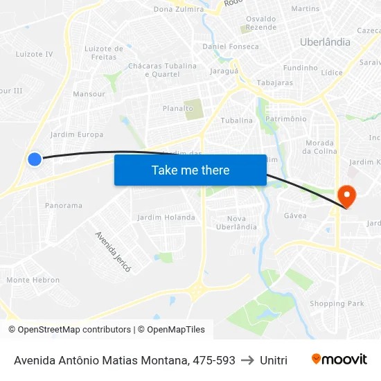 Avenida Antônio Matias Montana, 475-593 to Unitri map