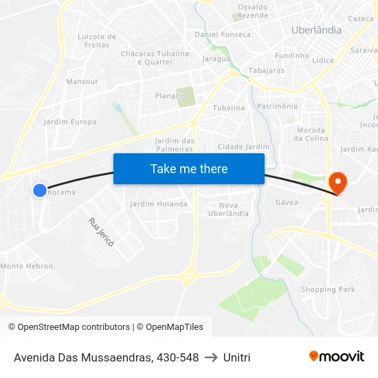 Avenida Das Mussaendras, 430-548 to Unitri map