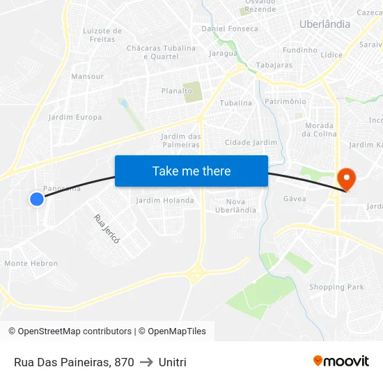 Rua Das Paineiras, 870 to Unitri map