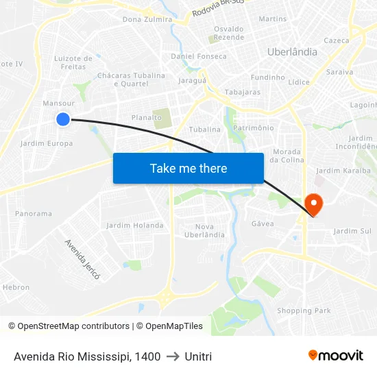 Avenida Rio Mississipi, 1400 to Unitri map