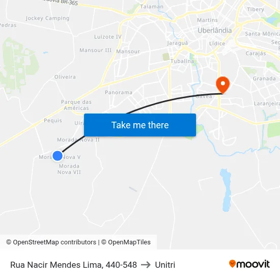 Rua Nacir Mendes Lima, 440-548 to Unitri map