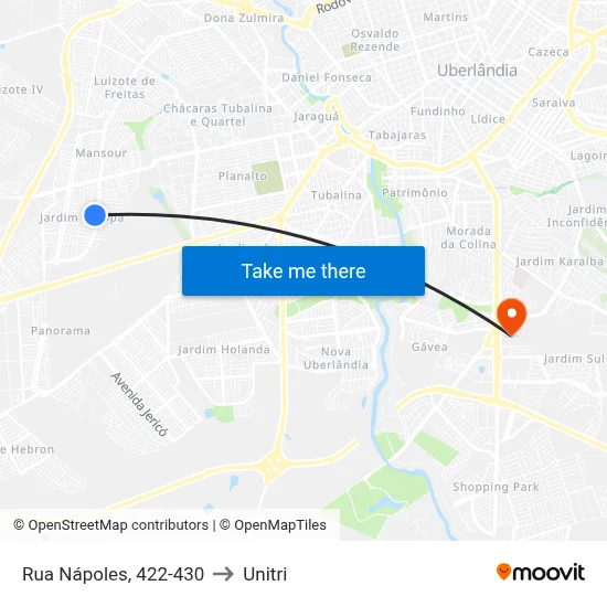 Rua Nápoles, 422-430 to Unitri map