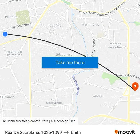 Rua Da Secretária, 1035-1099 to Unitri map