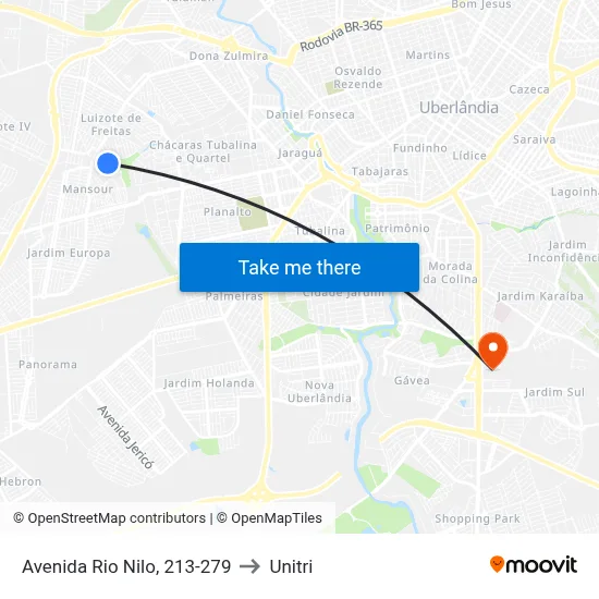 Avenida Rio Nilo, 213-279 to Unitri map