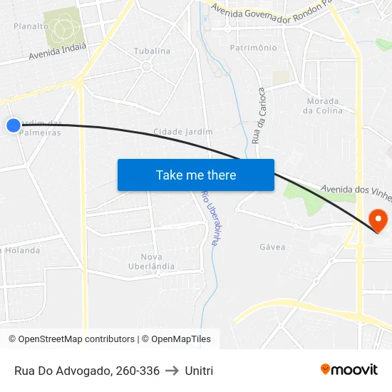 Rua Do Advogado, 260-336 to Unitri map