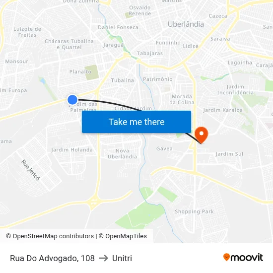 Rua Do Advogado, 108 to Unitri map
