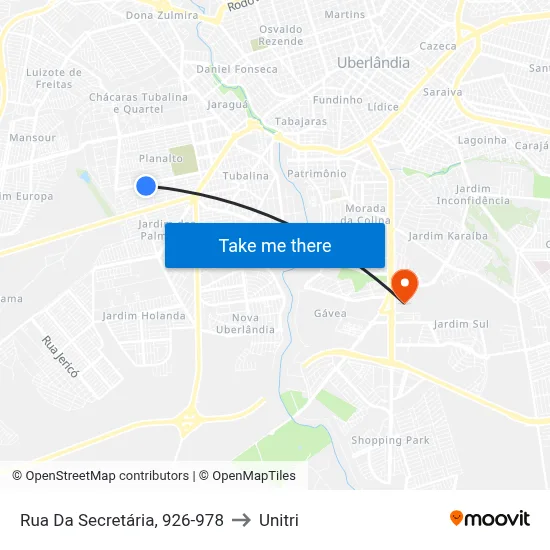 Rua Da Secretária, 926-978 to Unitri map