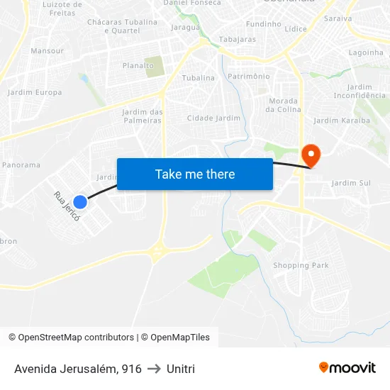 Avenida Jerusalém, 916 to Unitri map