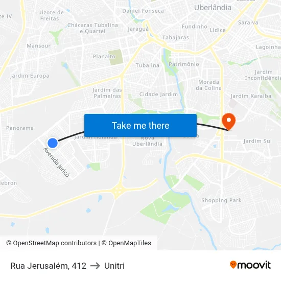 Rua Jerusalém, 412 to Unitri map