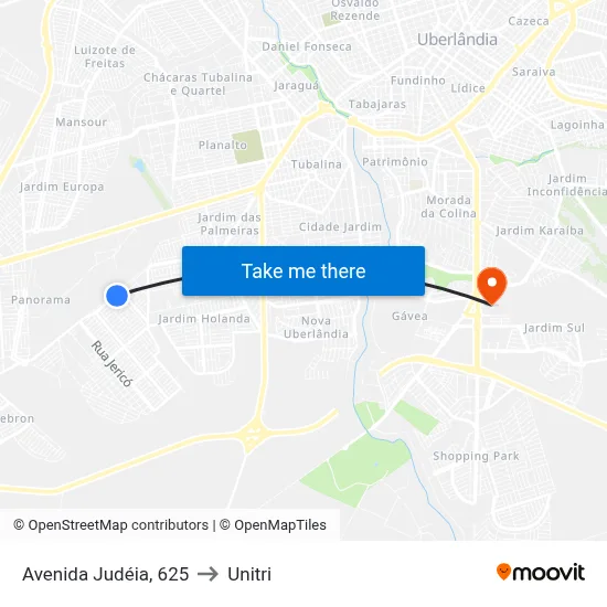 Avenida Judéia, 625 to Unitri map