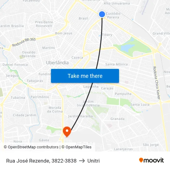 Rua José Rezende, 3822-3838 to Unitri map