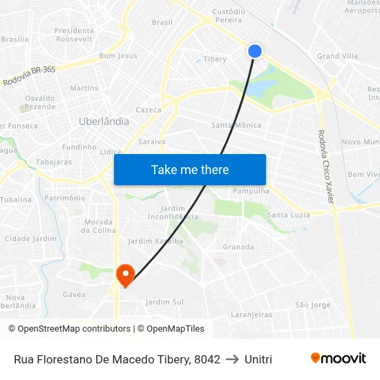 Rua Florestano De Macedo Tibery, 8042 to Unitri map