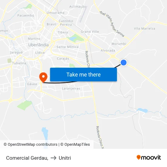 Comercial Gerdau, to Unitri map