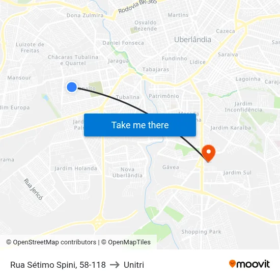 Rua Sétimo Spini, 58-118 to Unitri map