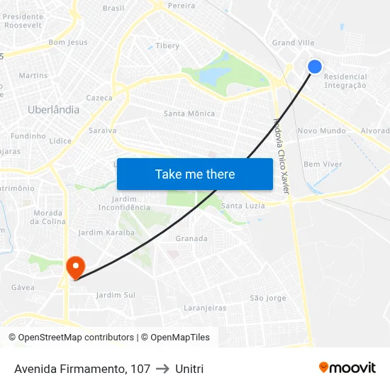 Avenida Firmamento, 107 to Unitri map