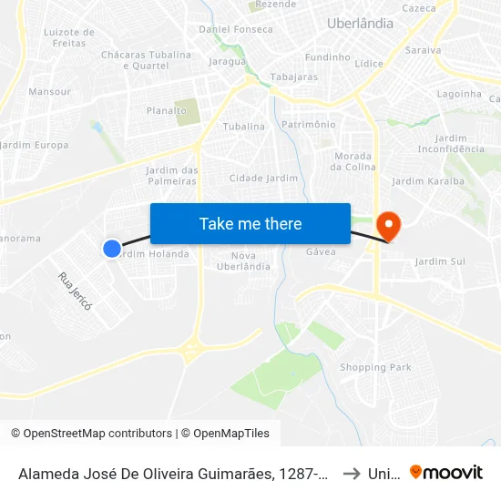 Alameda José De Oliveira Guimarães, 1287-1513 to Unitri map