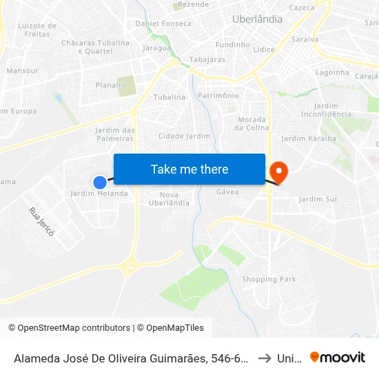 Alameda José De Oliveira Guimarães, 546-602 to Unitri map