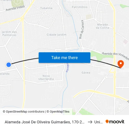 Alameda José De Oliveira Guimarães, 170-228 to Unitri map
